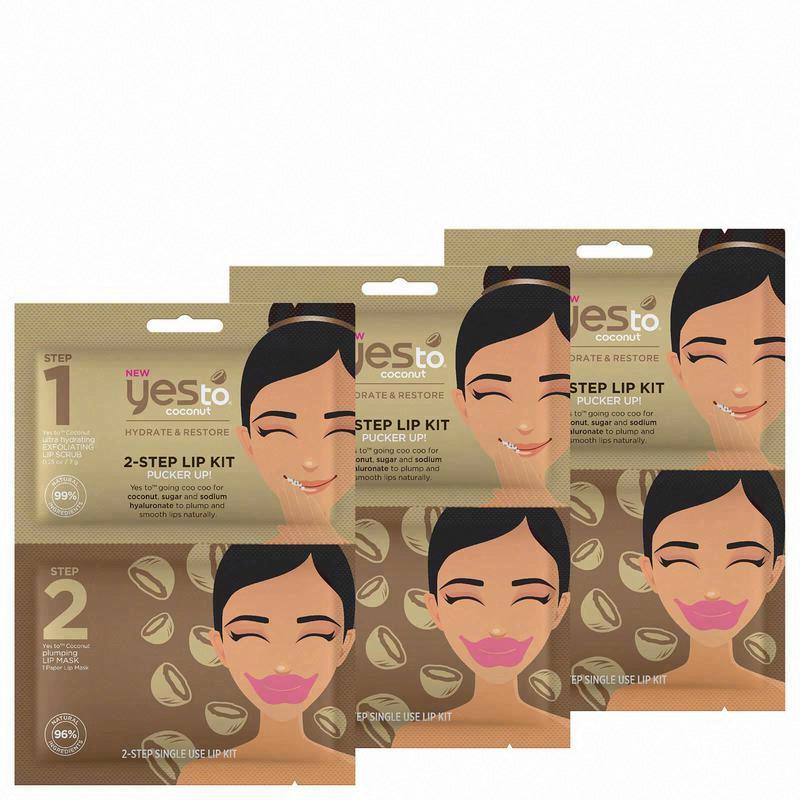 YES TO COCONUT 2-STEP LIP KIT: PUCKER UP! PACK OF 3